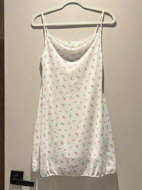 See You Monday Junior Girls Floral Mini Slip Dress Cowl Neck White Pink Green